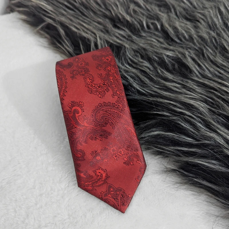 Red Paisley Neck Tie. TIE-7