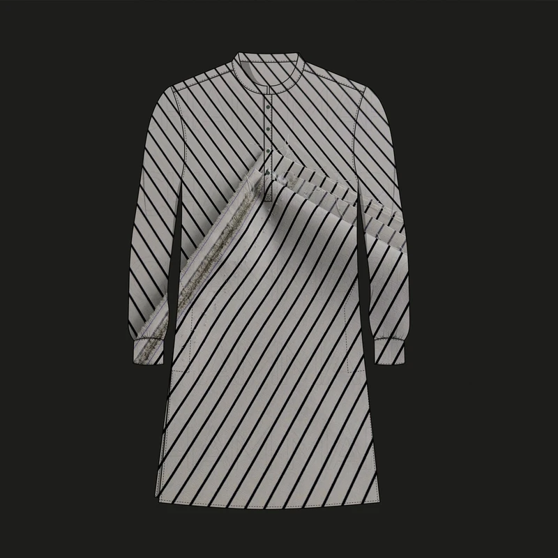 Grey-Black Seamless Striped Cotton Fabric F942022 - Image 7
