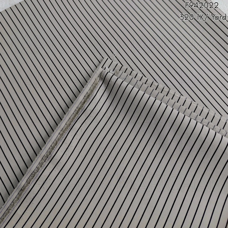 Grey-Black Seamless Striped Cotton Fabric F942022
