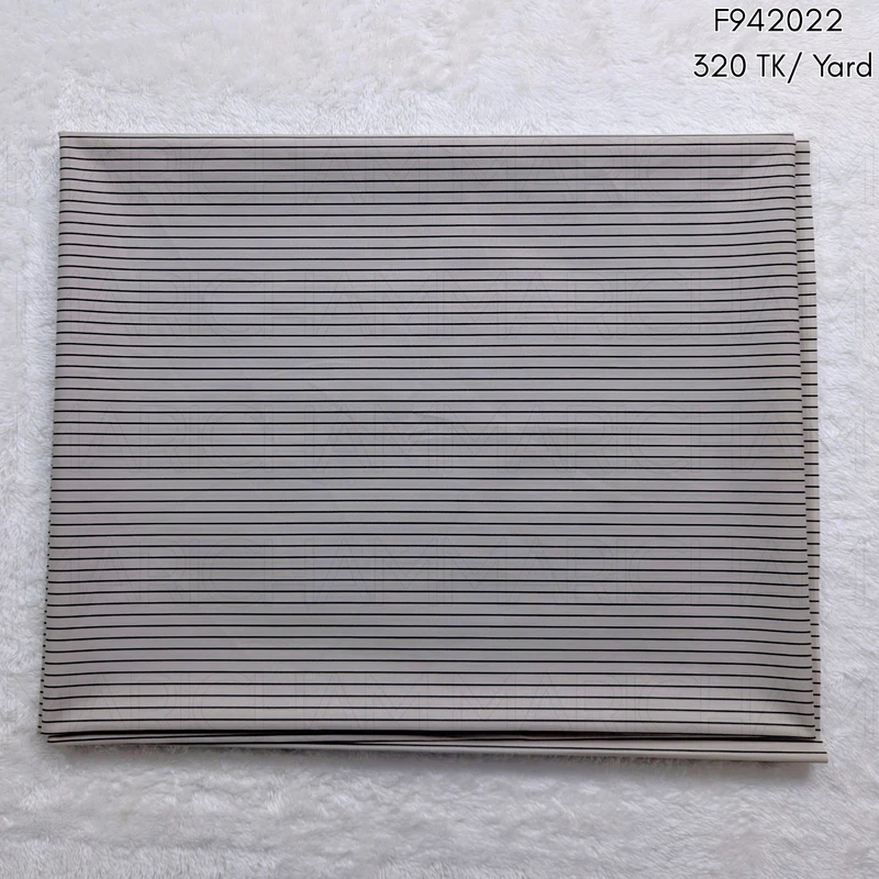 Grey-Black Seamless Striped Cotton Fabric F942022