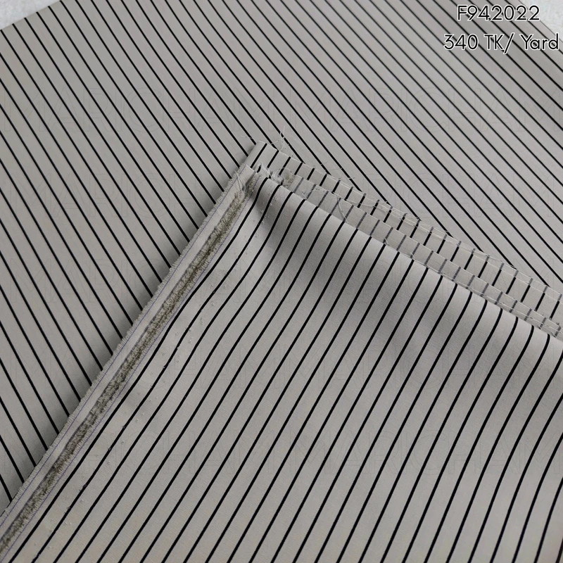Grey-Black Seamless Striped Cotton Fabric F942022