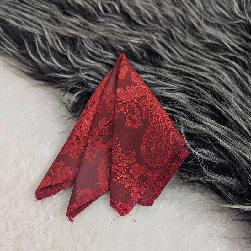Red Paisley 10x10 Pocket Square. PS-20