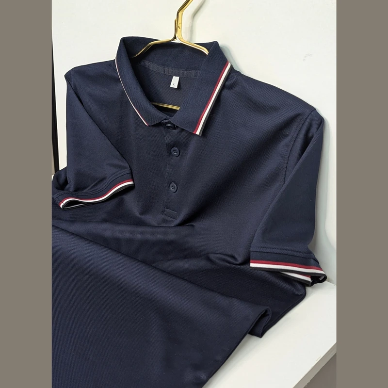 Navy Blue Collar Striped PK Polo. PK-03