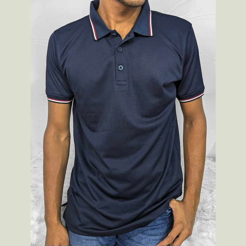 Navy Blue Collar Striped PK Polo. PK-03 - Image 3
