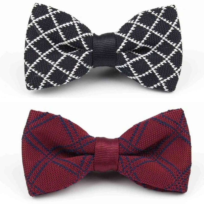 Checkered Knitted Bow Tie. Bow-6