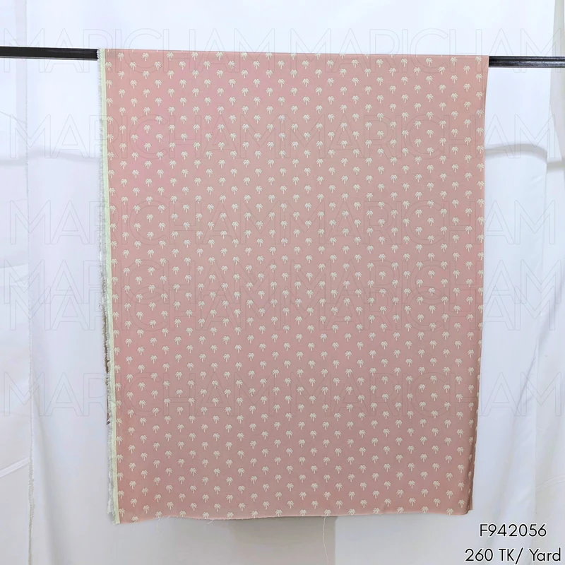 Dusty Pink- Cream Coconut Tree Designed Stretchable Fabric F942056 - Image 5