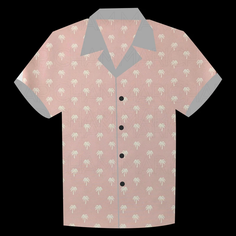 Dusty Pink- Cream Coconut Tree Designed Stretchable Fabric F942056 - Image 7