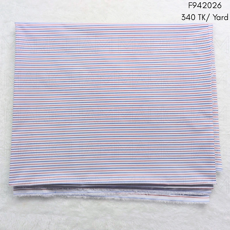 White-Blue-Red Striped Cotton Fabric F942026