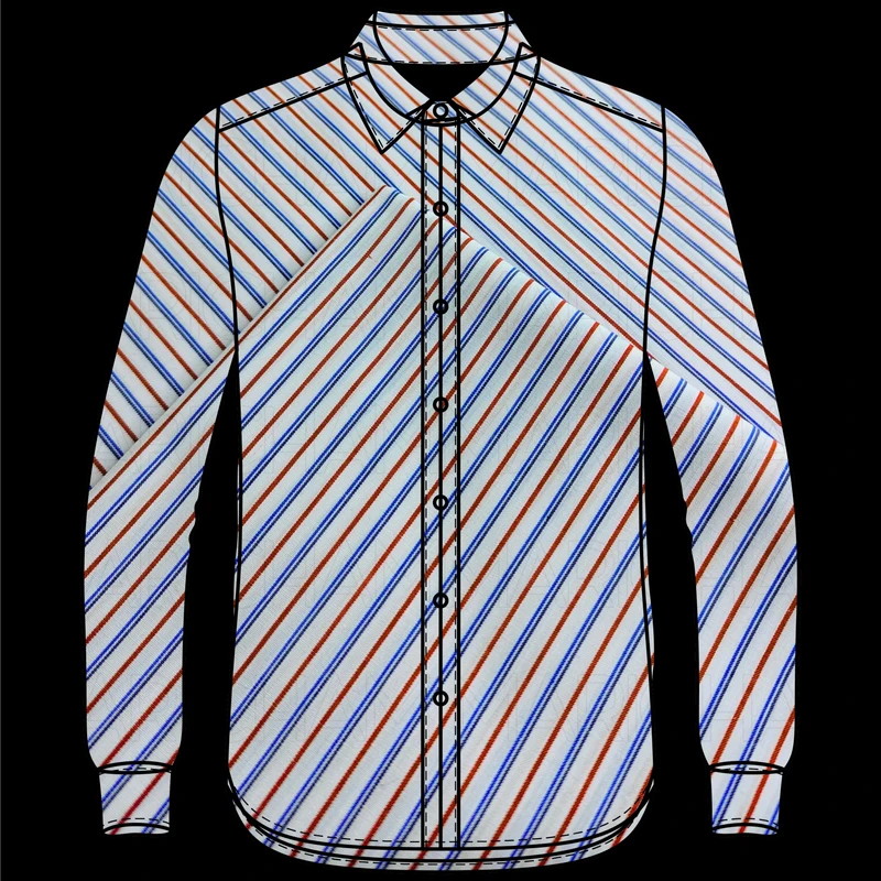 White-Blue-Red Striped Cotton Fabric F942026 - Image 4