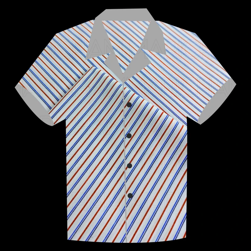 White-Blue-Red Striped Cotton Fabric F942026 - Image 5