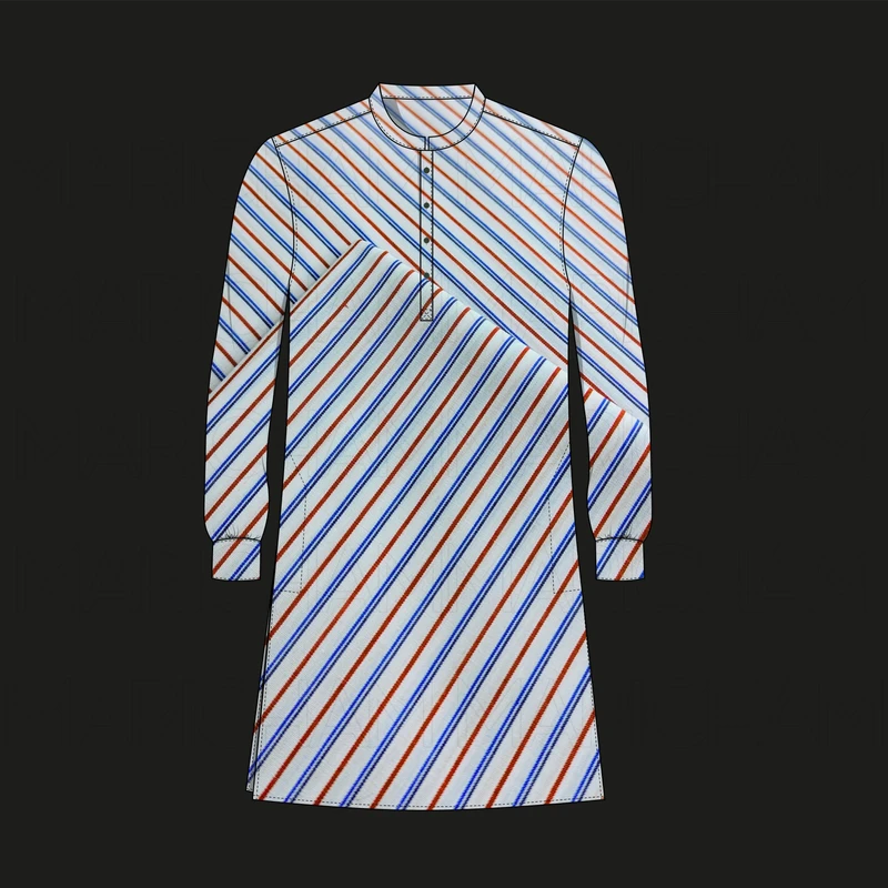 White-Blue-Red Striped Cotton Fabric F942026 - Image 6