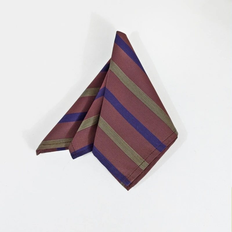 Brown Blue Striped 10x10 Pocket Square. PS-1009
