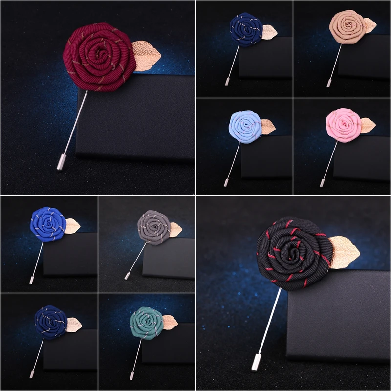 Floral Lapel Pin With Golden Metal Flower. FLP-19
