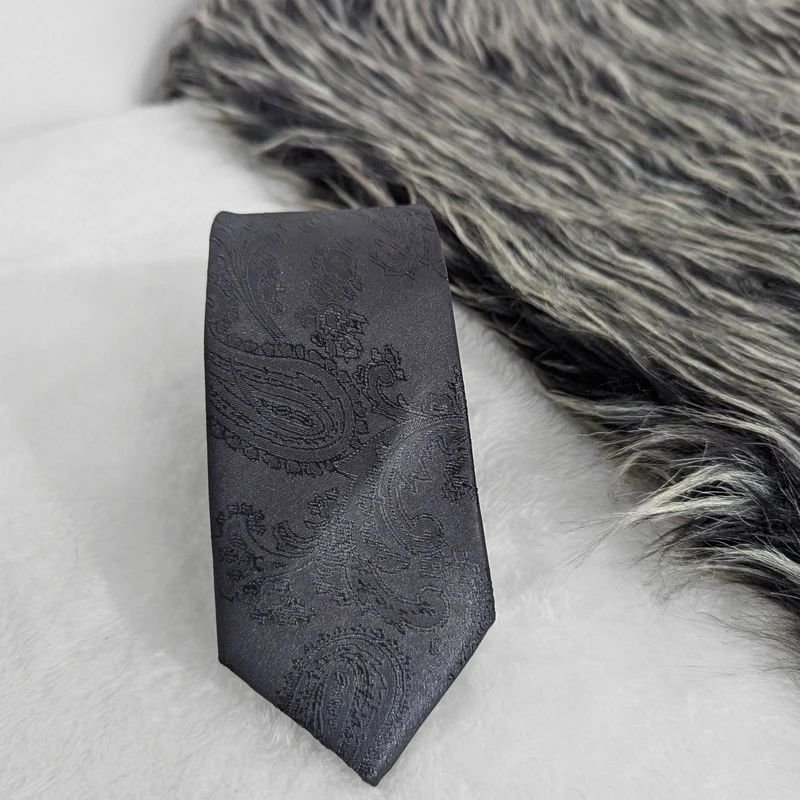 Black Paisley Neck Tie. TIE-14