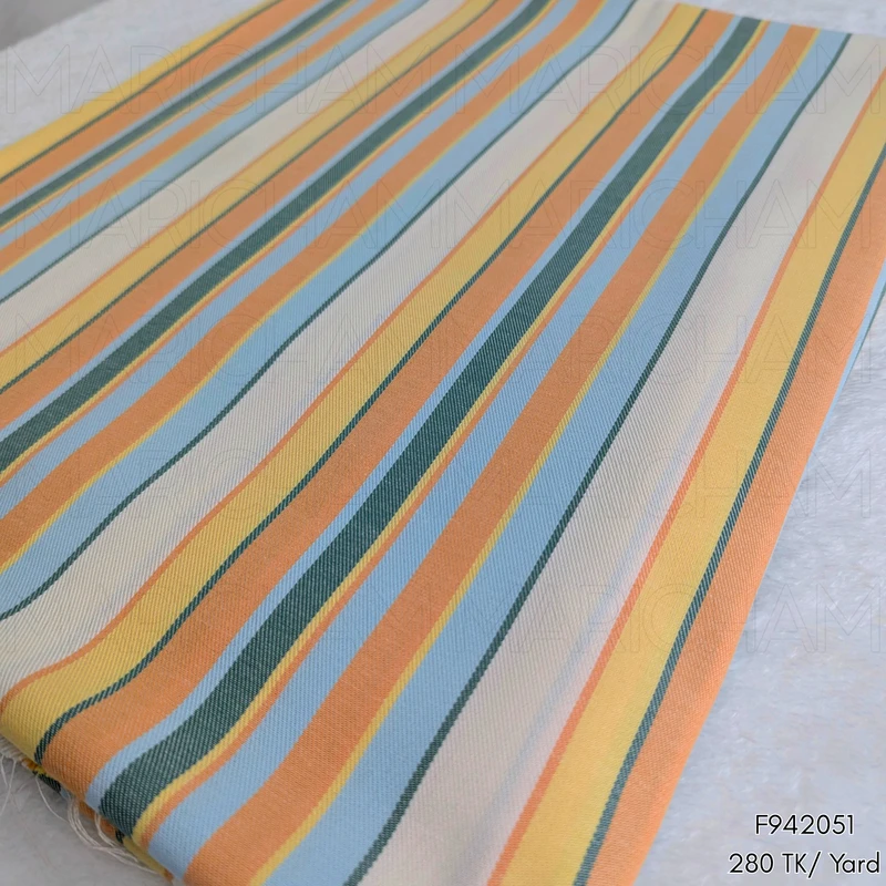 Multicolor Striped Cotton Fabric F942051