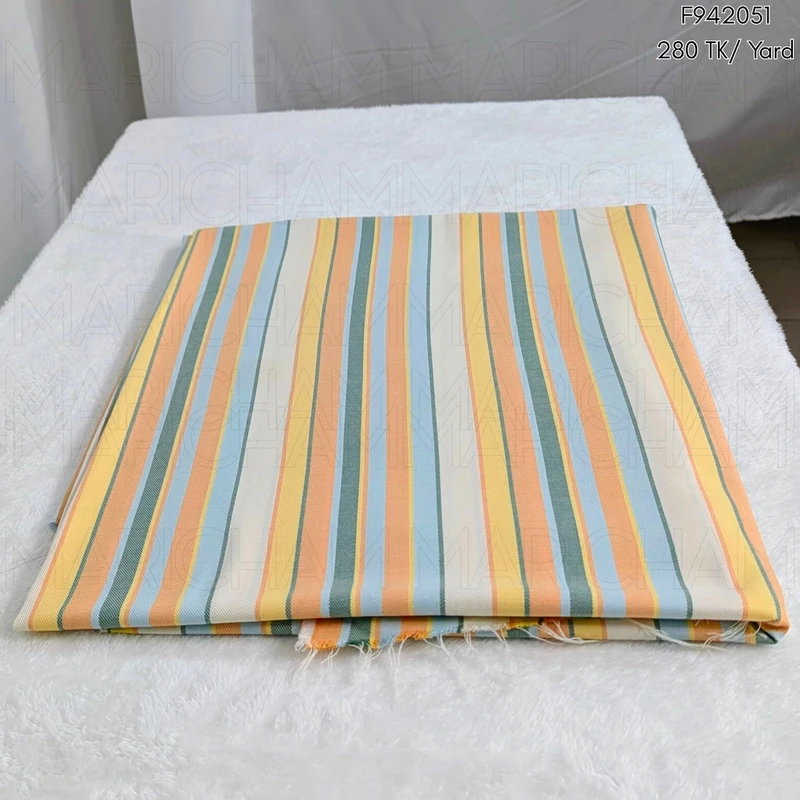 Multicolor Striped Cotton Fabric F942051 - Image 3