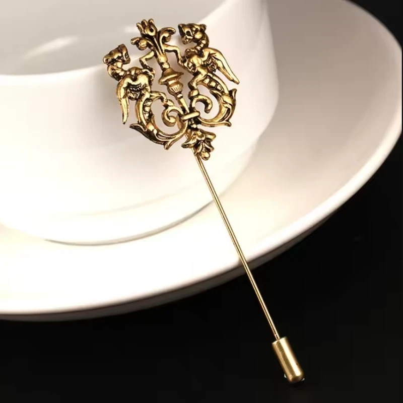 Ancient Gold Double Lion Metal lapel Pin. MLP-13