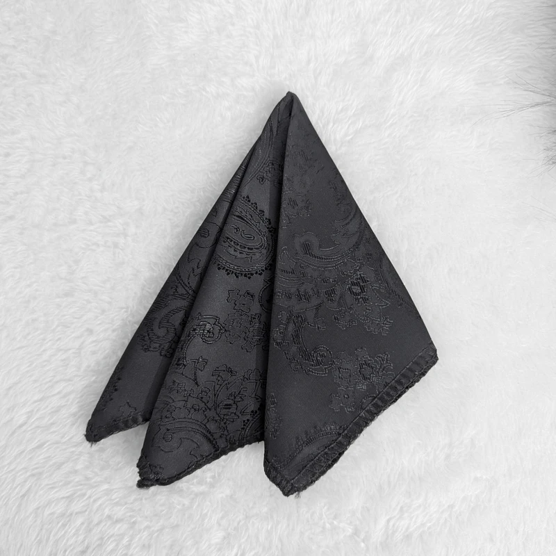 Black Paisley 10x10 Pocket Square. PS-16