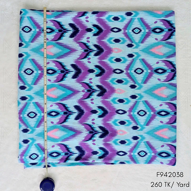 Multicolor Ethnic Ikat Pattern Multicolor  Fabric F942038 - Image 4
