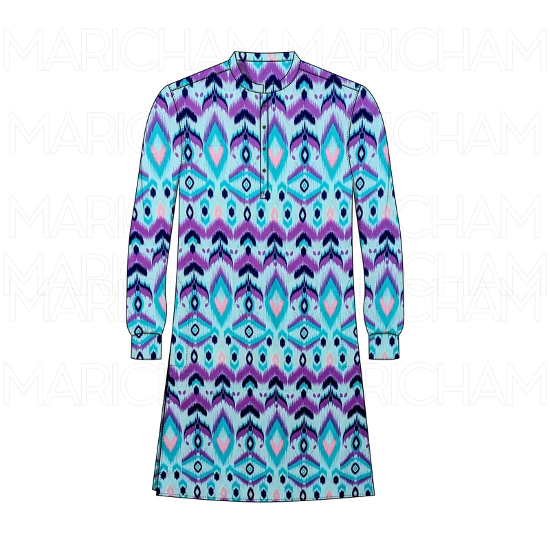 Multicolor Ethnic Ikat Pattern Multicolor  Fabric F942038 - Image 8