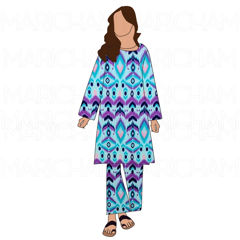 Multicolor Ethnic Ikat Pattern Multicolor  Fabric F942038 - Image 9