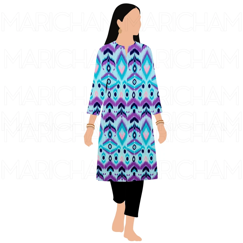 Multicolor Ethnic Ikat Pattern Multicolor  Fabric F942038 - Image 10