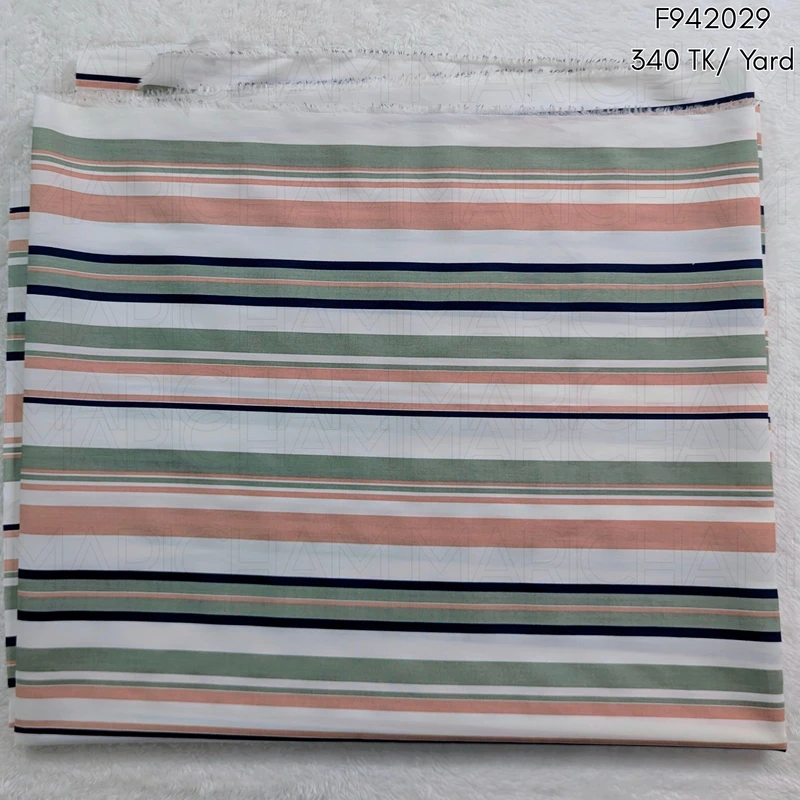 Multicolor Striped Cotton Fabric F942029