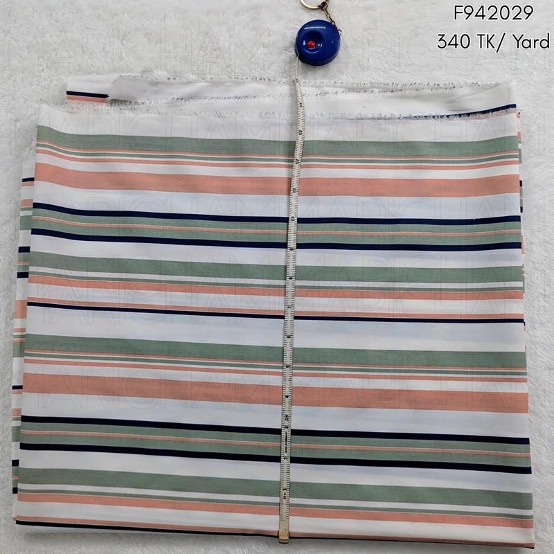 Multicolor Striped Cotton Fabric F942029 - Image 3