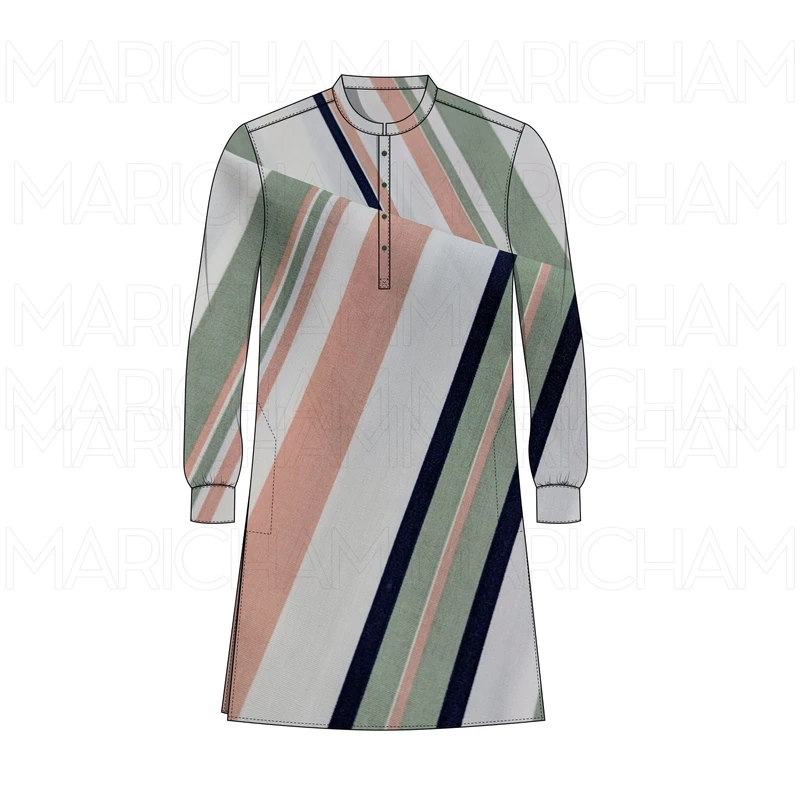 Multicolor Striped Cotton Fabric F942029 - Image 6