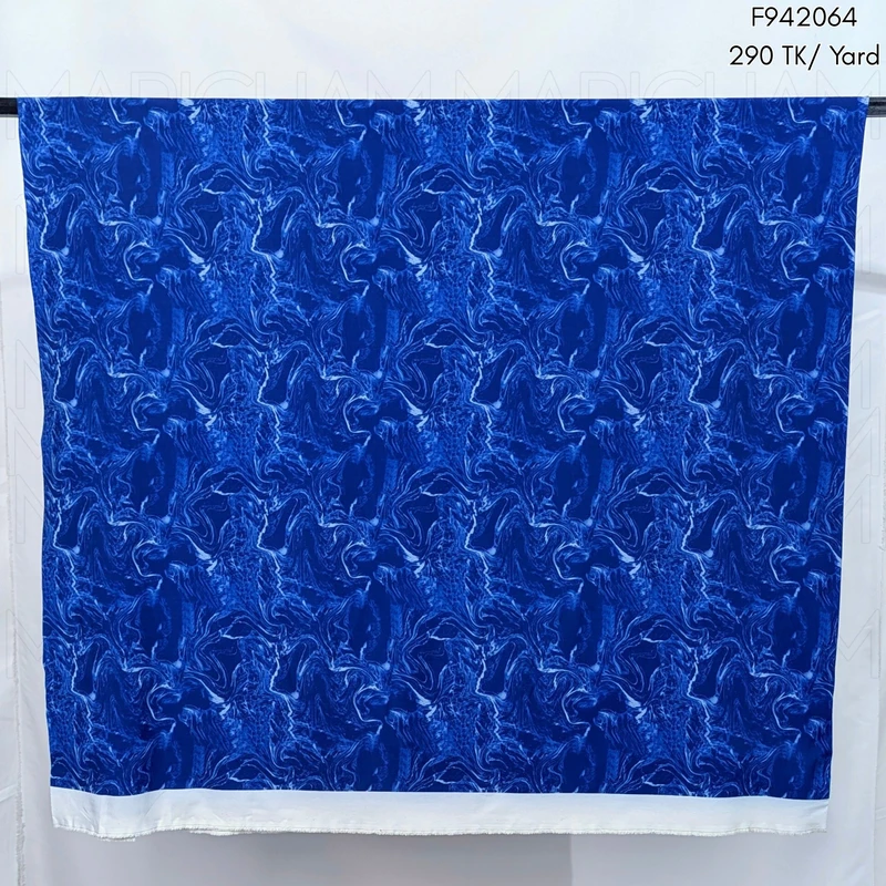 Indigo Blue-White Aqua Marble Design Stretchable Fabric F942064 - Image 5