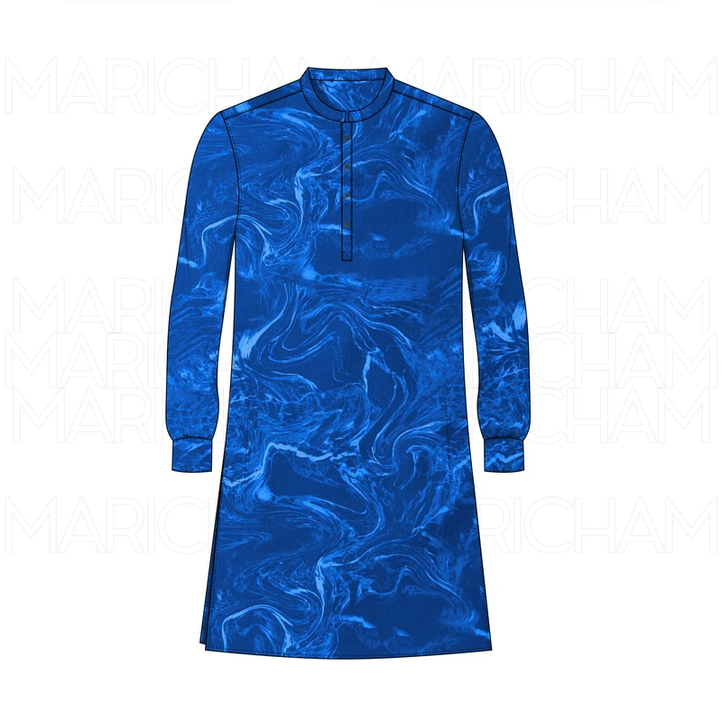 Indigo Blue-White Aqua Marble Design Stretchable Fabric F942064 - Image 8