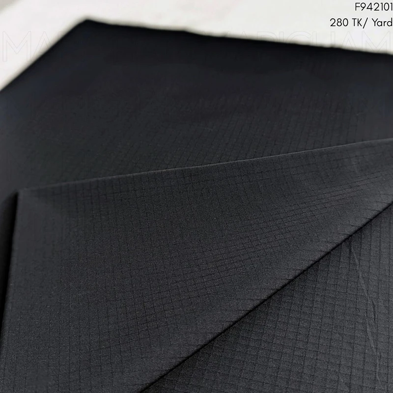 Black Self Checkered Stretchable Fabric F942101