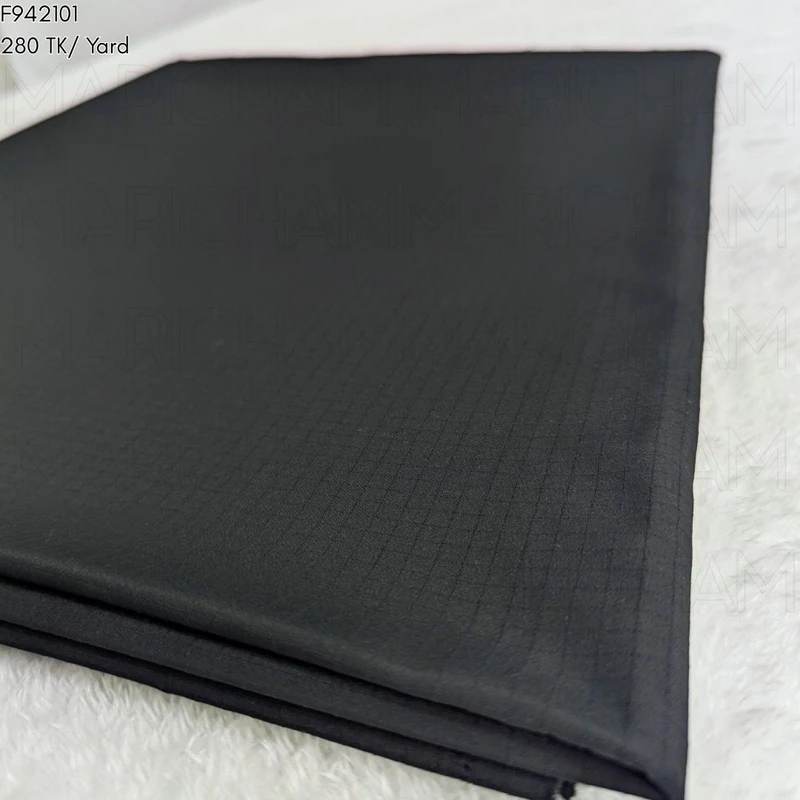 Black Self Checkered Stretchable Fabric F942101