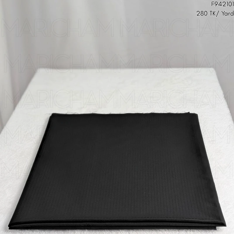 Black Self Checkered Stretchable Fabric F942101 - Image 3