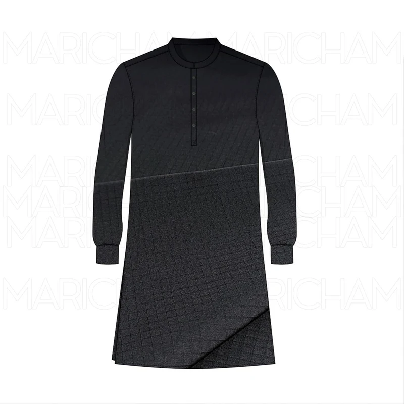 Black Self Checkered Stretchable Fabric F942101 - Image 6