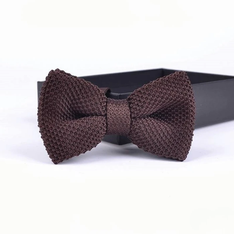 Dark Brown Knitted Bow Tie. Bow-11