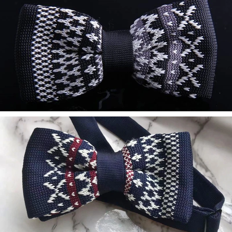 Knitted Monochrome Bow Tie. Bow-5