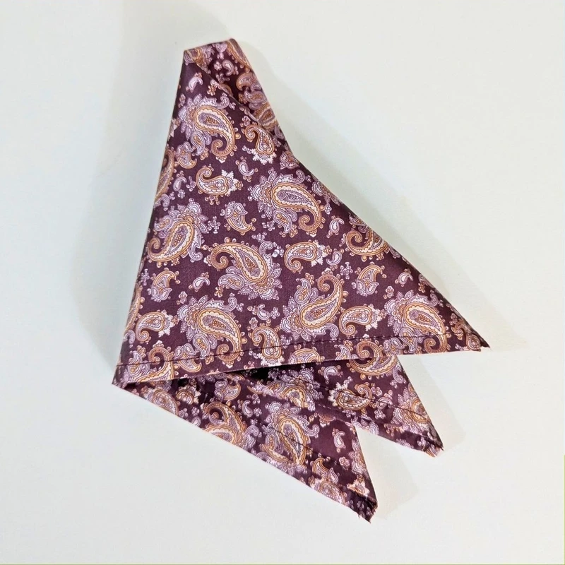 Burgundy Paisley Design Satin 13x13 Pocket Square. PS-13063
