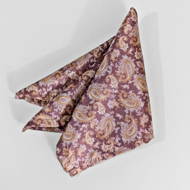 Brown Paisley Design Satin 13x13 Pocket Square. PS-13063