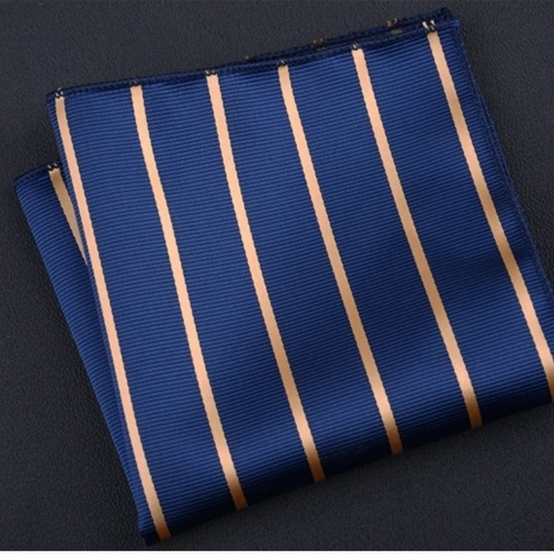 Blue & Golden Striped Jacquard pocket Square. PS-4