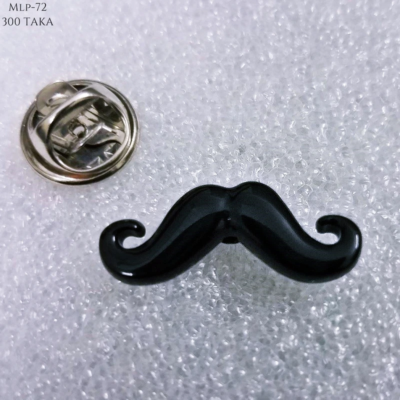 Mustache Shaped Metal Lapel Pin. MLP-72