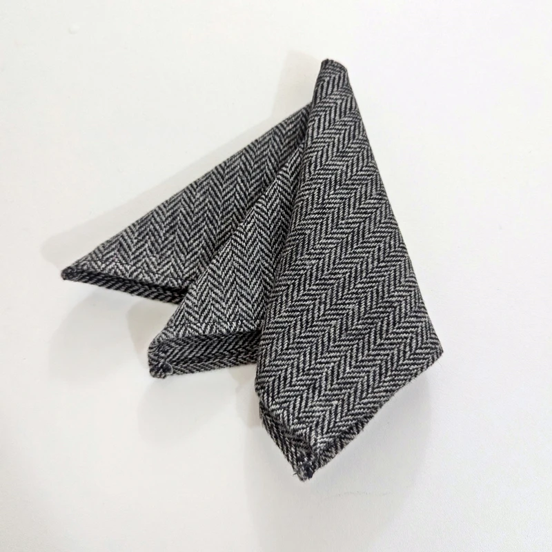 Grey Herringbone 10x10 Pocket Square. PS-1006