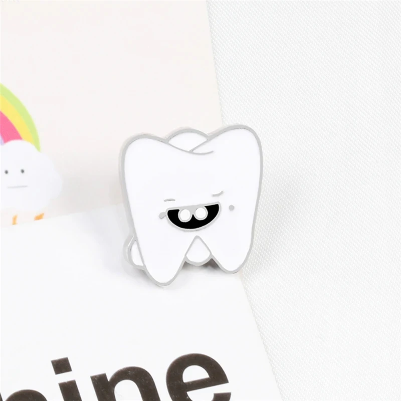 White Tooth Smile Face Metal Lapel Pin. MLP-34 - Image 3