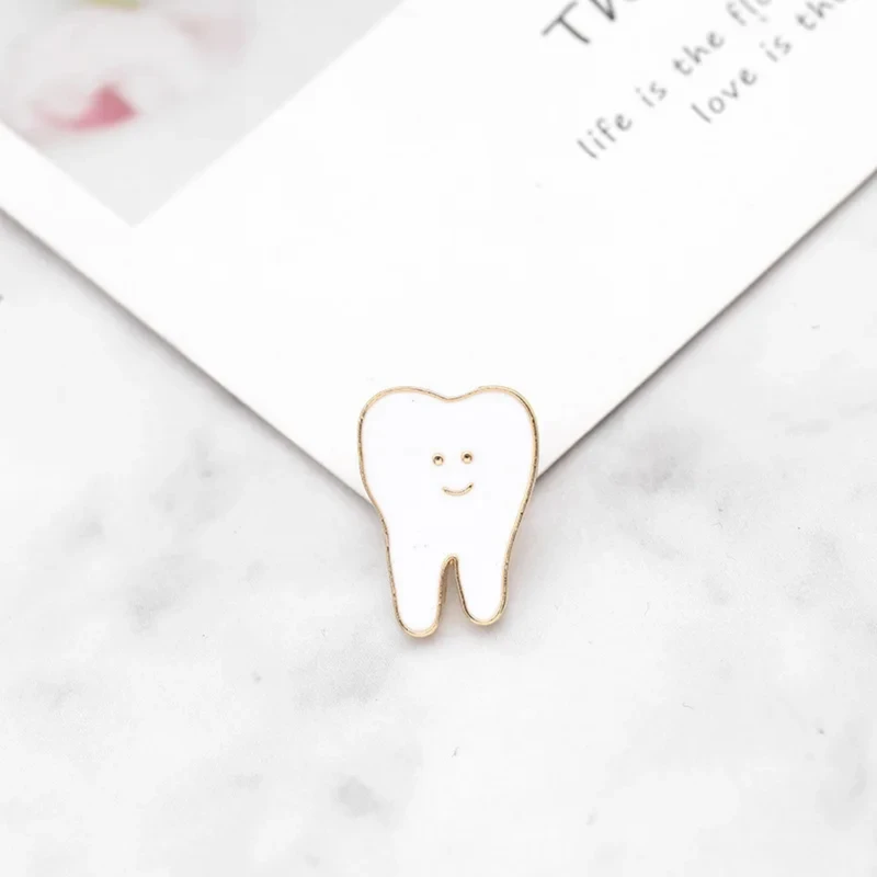White Tooth Smile Face Metal Lapel Pin. MLP-34 - Image 4