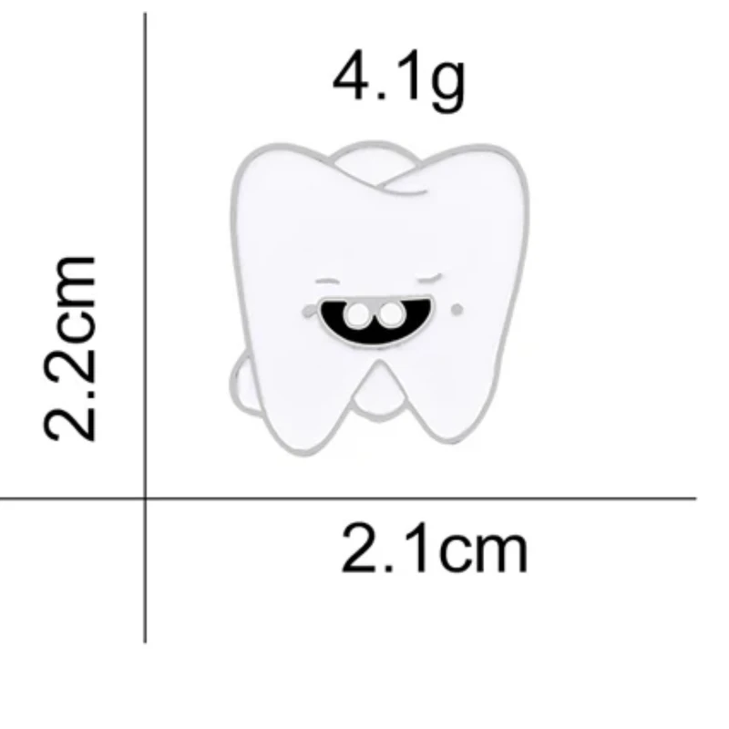 White Tooth Smile Face Metal Lapel Pin. MLP-34 - Image 5