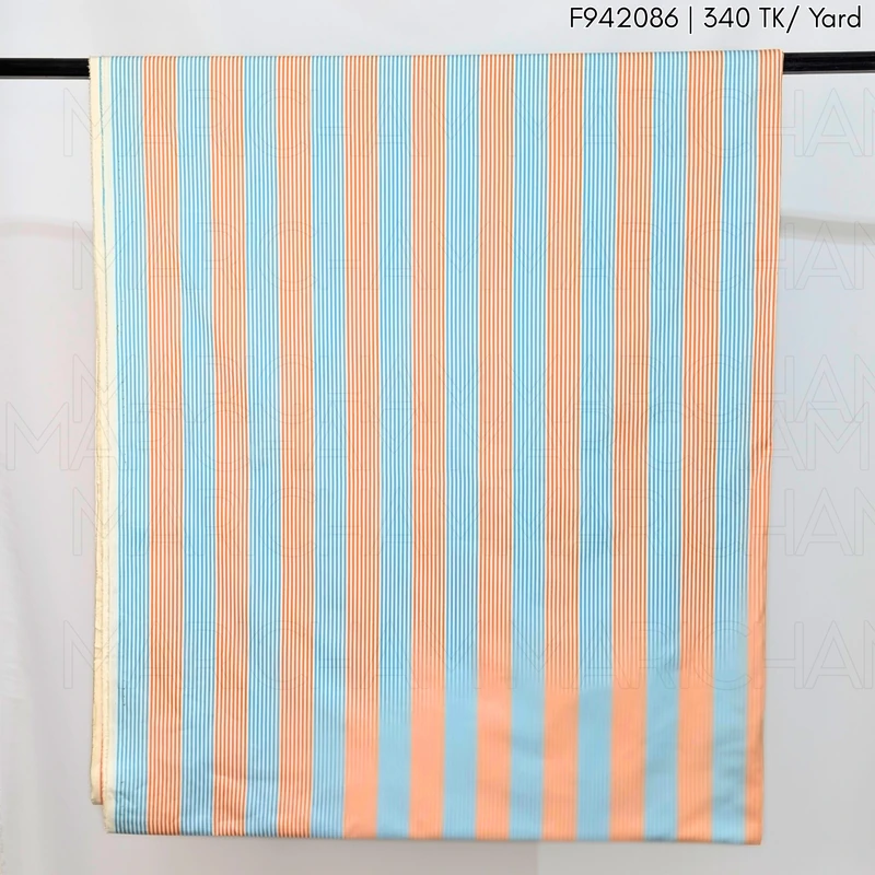 Sky-Orange Striped Cotton Fabric F942086 - Image 4