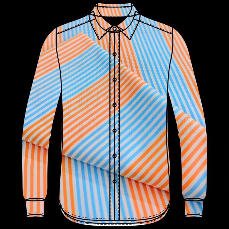 Sky-Orange Striped Cotton Fabric F942086 - Image 5