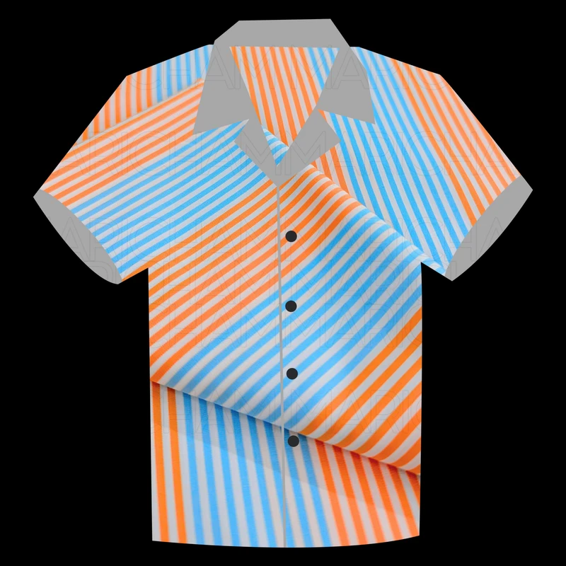Sky-Orange Striped Cotton Fabric F942086 - Image 6