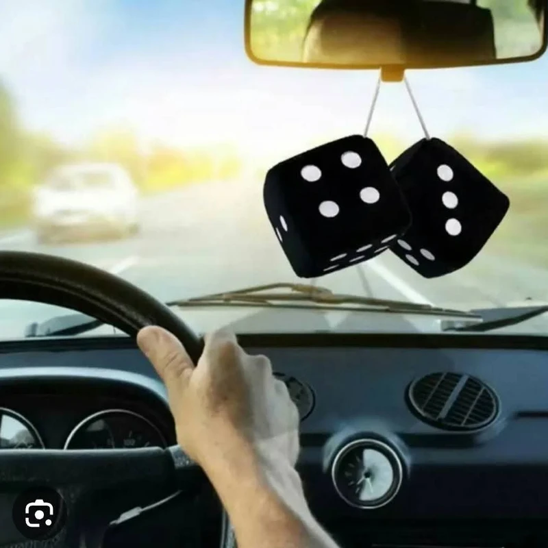Hanging Fuzzy Dice for rear view Mirror
