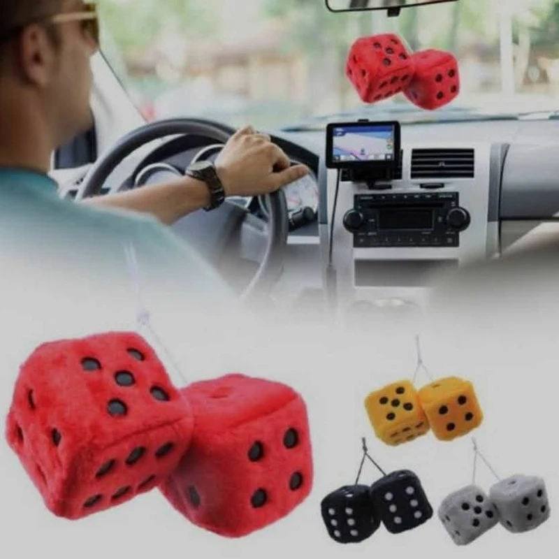 Hanging Fuzzy Dice for rear view Mirror
